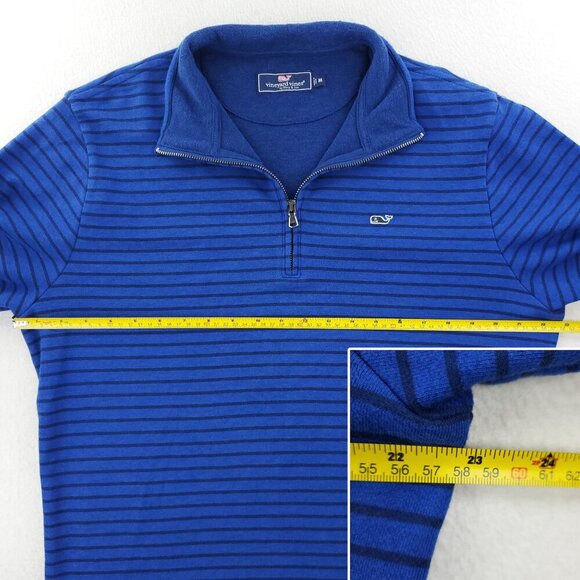 Vineyard Vines Saltwater Quarter 1/4 Zip Pullover Top Whale Striped Men Medium - Picture 8 of 12